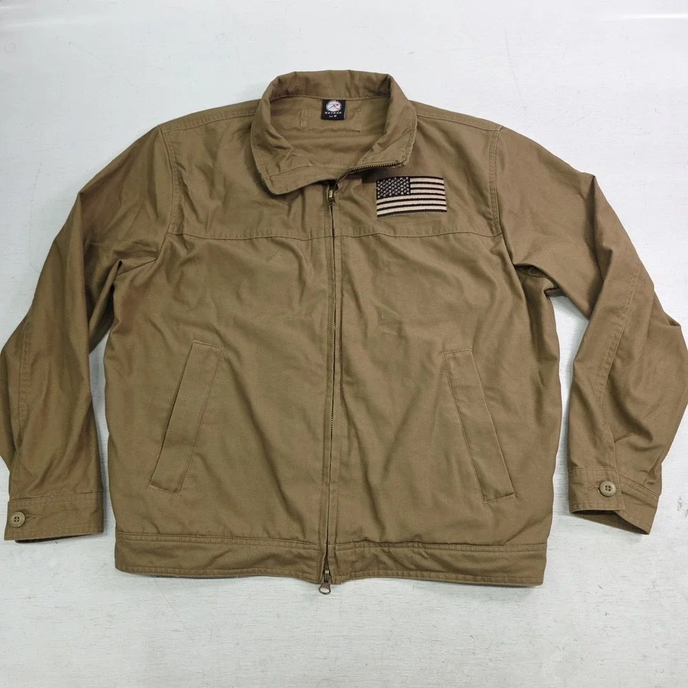 Rothco Lightweight Concealed Carry Jacket Multi Pocket Coyote Tan USA Flag Sz M